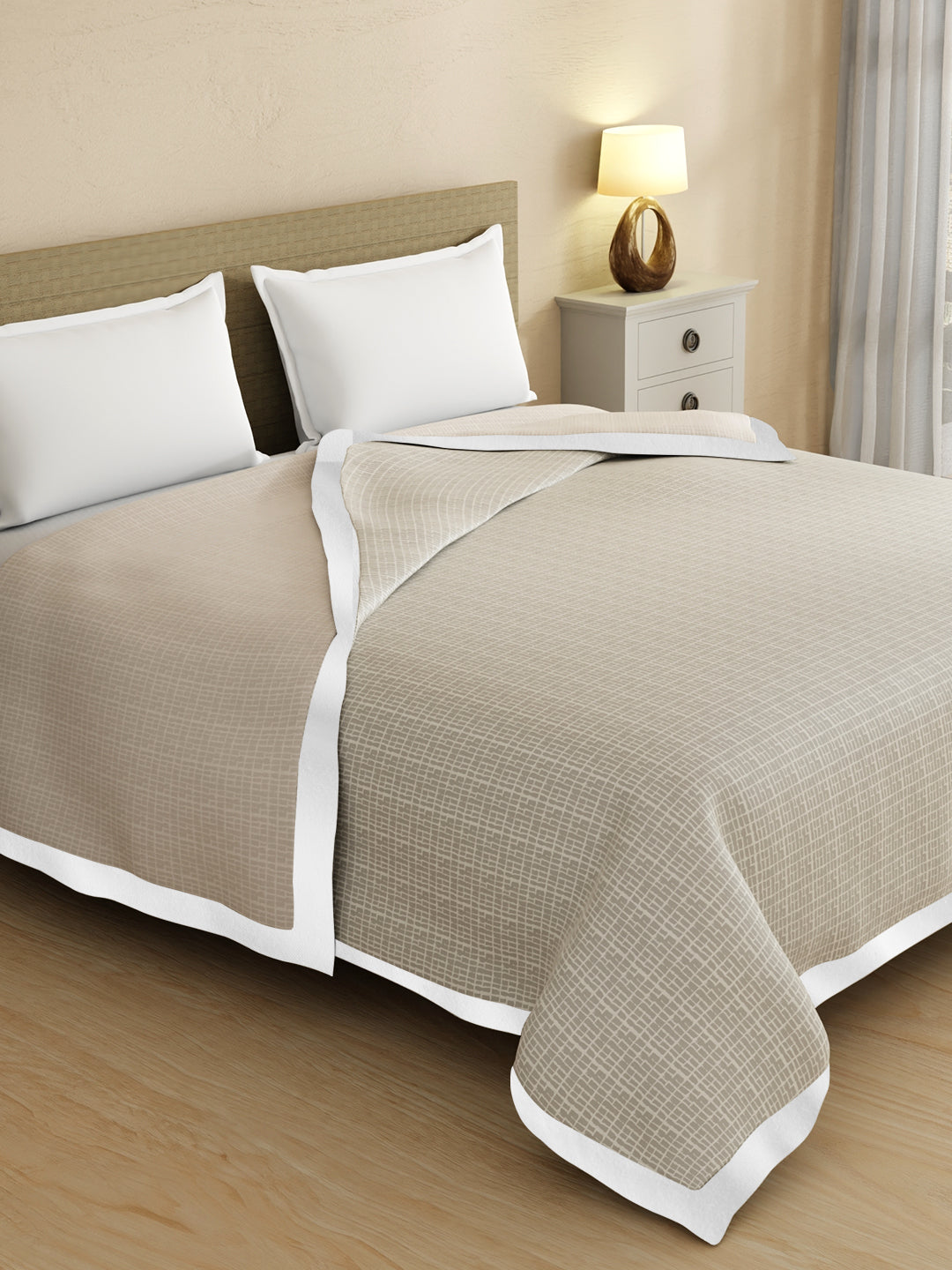 Zen Living TENCEL™ 250 TC Grey Printed Reversible Double Size Dohar (100 L x 90 W inches)