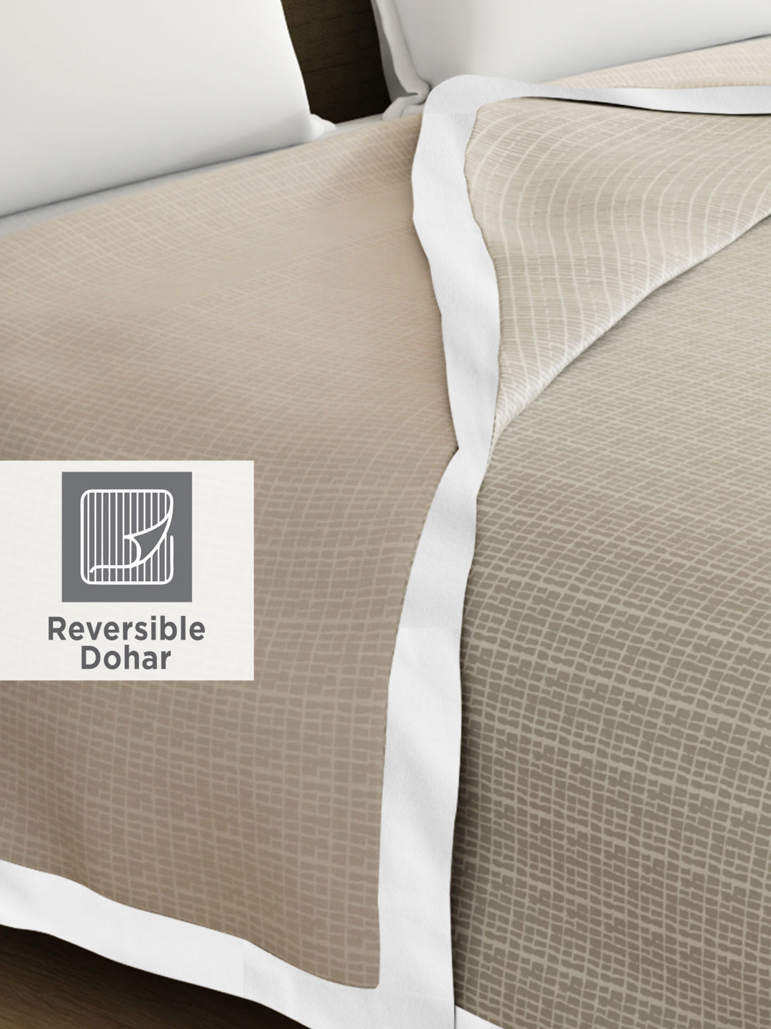 Zen Living TENCEL™ 250 TC Grey Printed Reversible Double Size Dohar (100 L x 90 W inches)