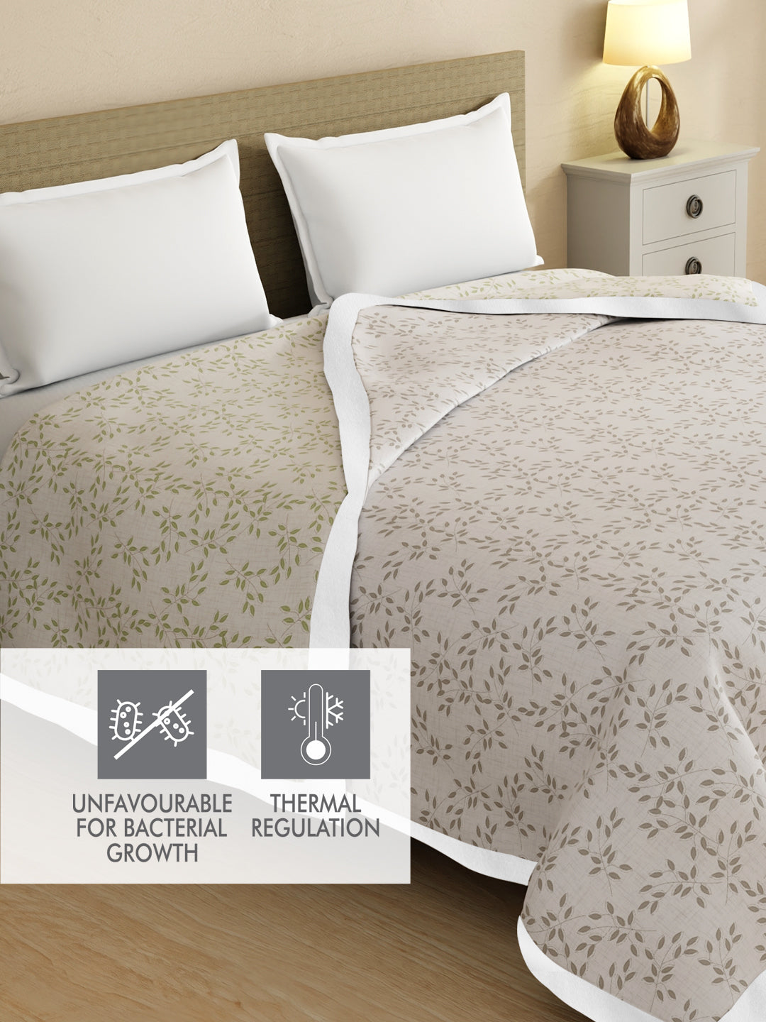 Reversible Double Size Dohar, TENCEL™ 250 TC, Grey Floral (100 L x 90 W inches), Zen Living