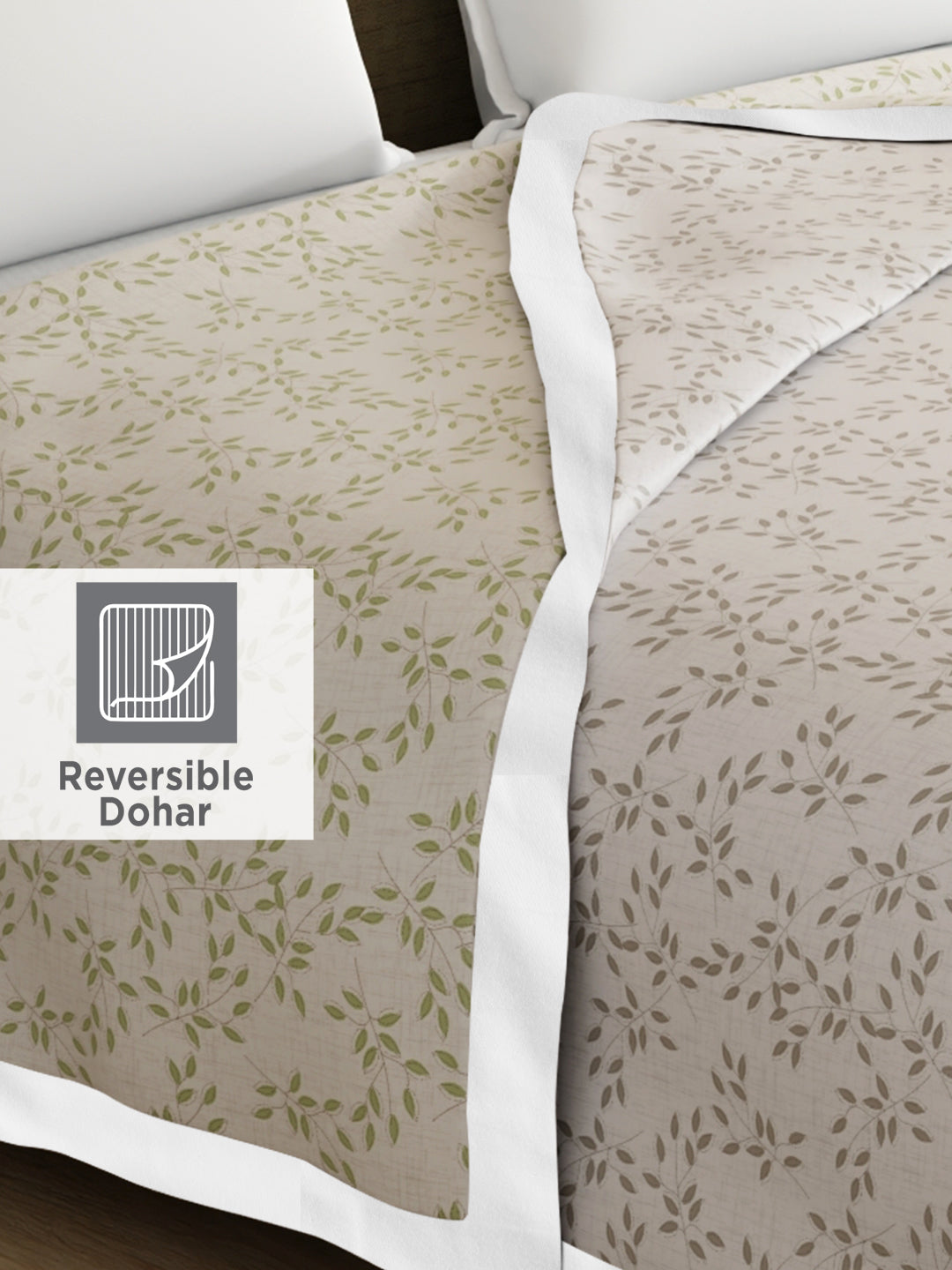 Zen Living TENCEL™ 250 TC Grey Floral Reversible Double Size Dohar (100 L x 90 W inches)