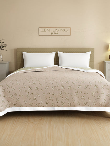 Zen Living TENCEL™ 250 TC Pink & Grey Floral Reversible Double Size Dohar (100 L x 90 W inches)