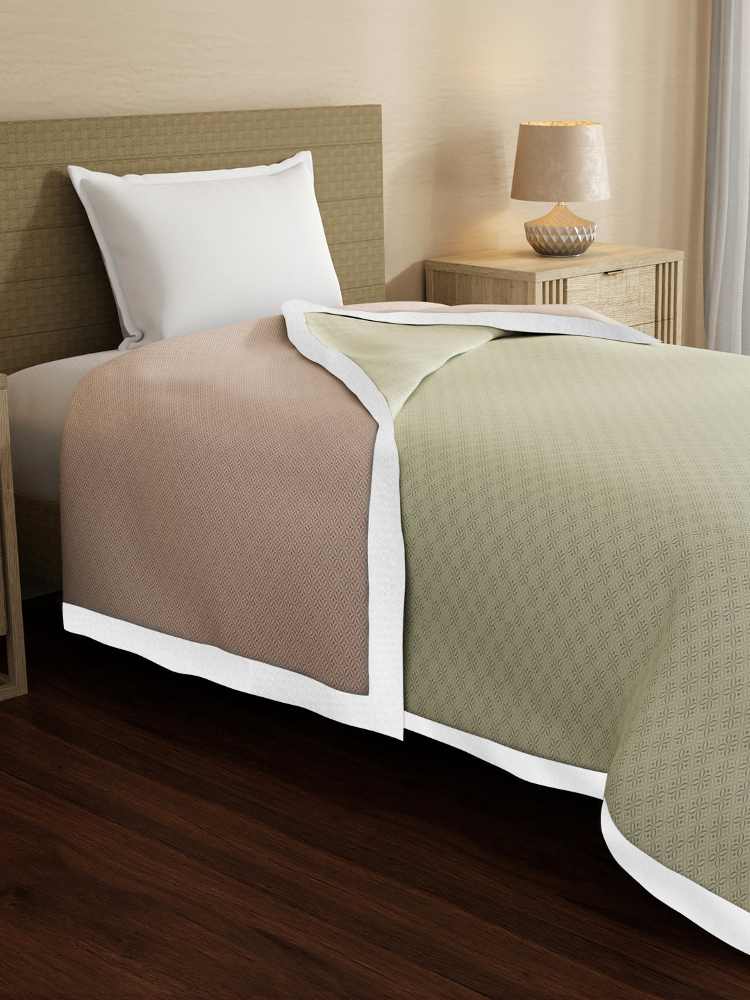 Zen Living TENCEL™ 250 TC Pink & Grey Printed Reversible Single Size Dohar (90 L x 60 W inches)