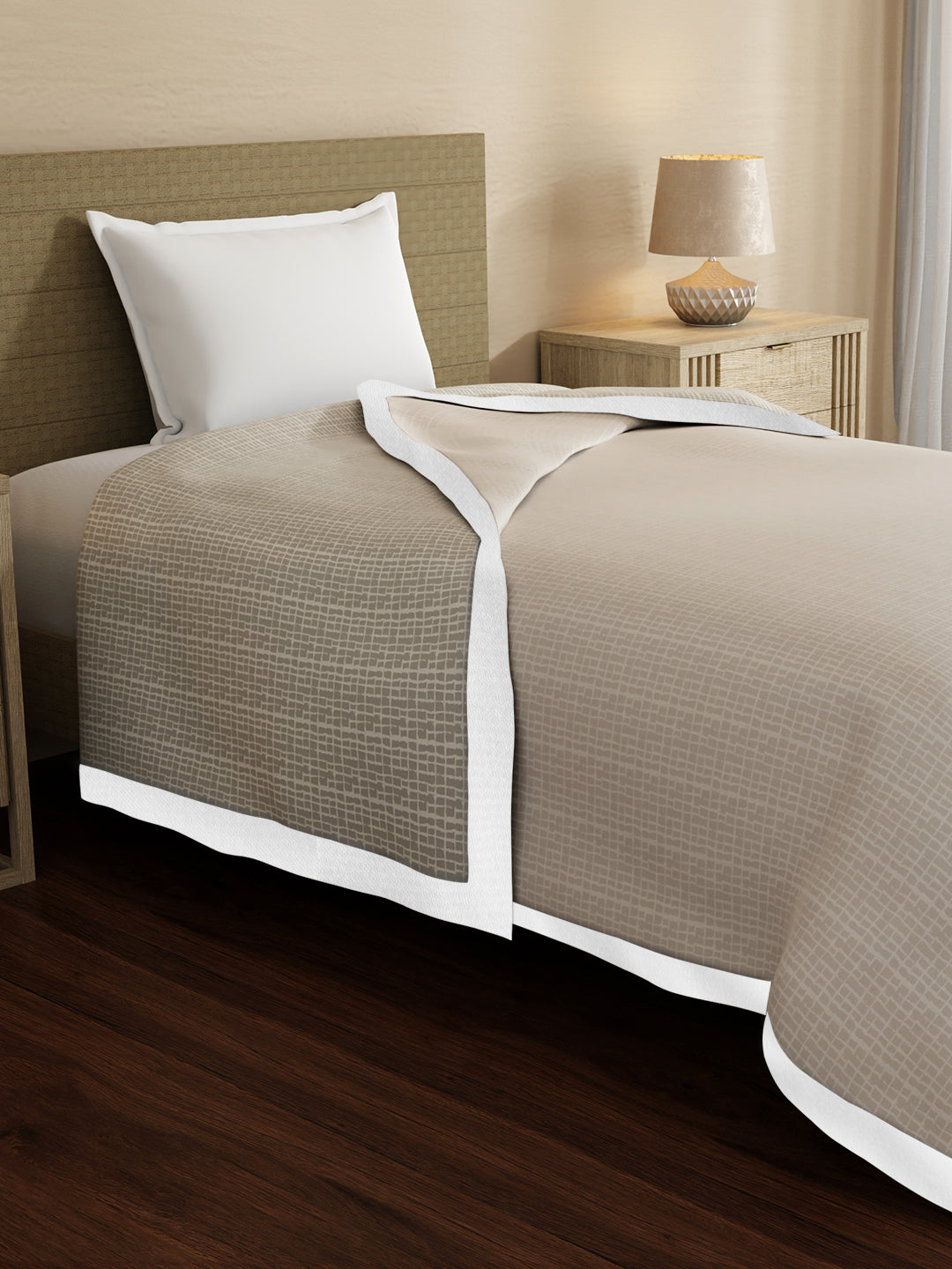 Zen Living TENCEL™ 250 TC Grey Printed Reversible Single Size Dohar (90 L x 60 W inches)