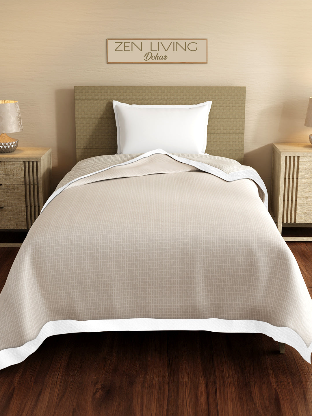 Zen Living TENCEL™ 250 TC Grey Printed Reversible Single Size Dohar (90 L x 60 W inches)