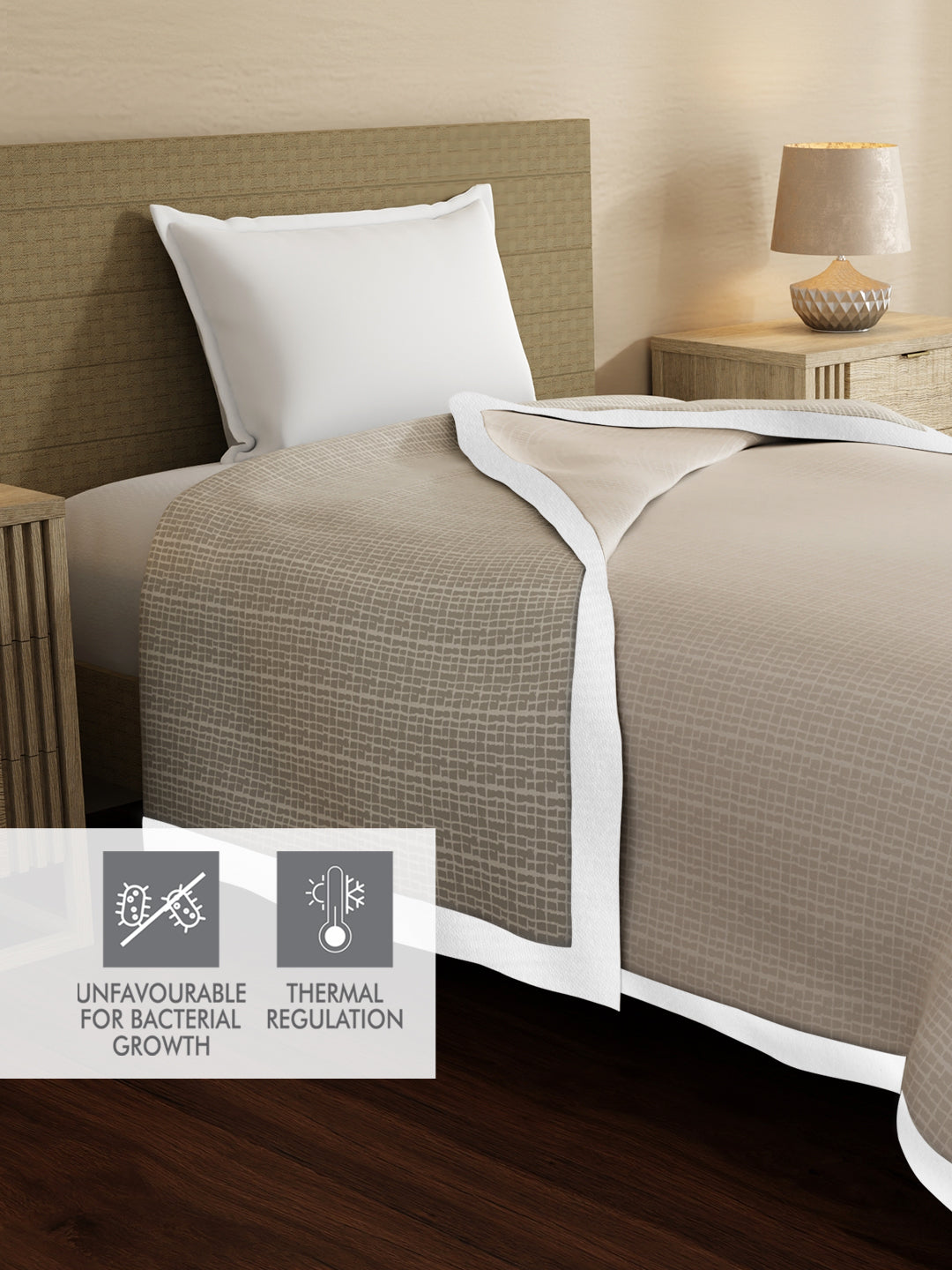 Zen Living TENCEL™ 250 TC Grey Printed Reversible Single Size Dohar (90 L x 60 W inches)