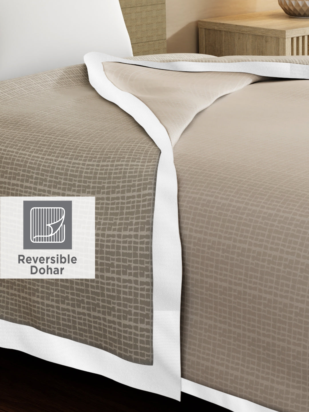 Zen Living TENCEL™ 250 TC Grey Printed Reversible Single Size Dohar (90 L x 60 W inches)