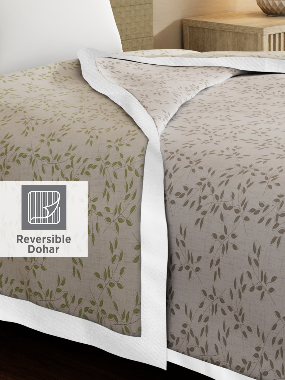 Zen Living TENCEL™ 250 TC Grey Floral Reversible Single Size Dohar (90 L x 60 W inches)