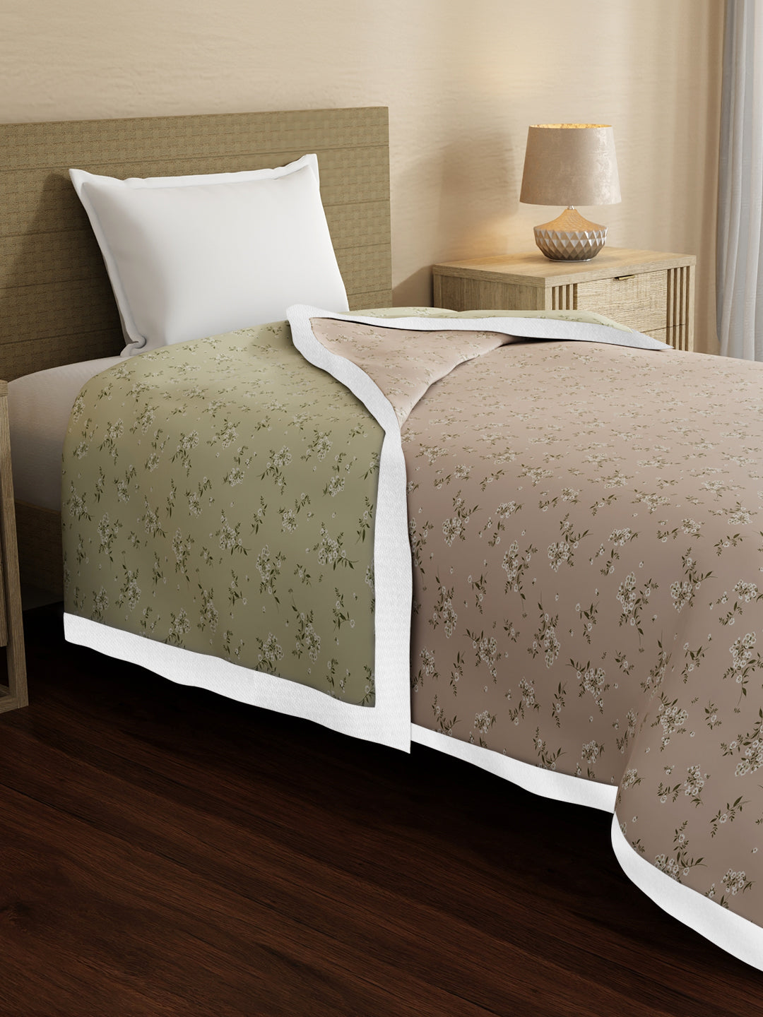 Zen Living TENCEL™ 250 TC Pink & Grey Floral Reversible Single Size Dohar (90 L x 60 W inches)