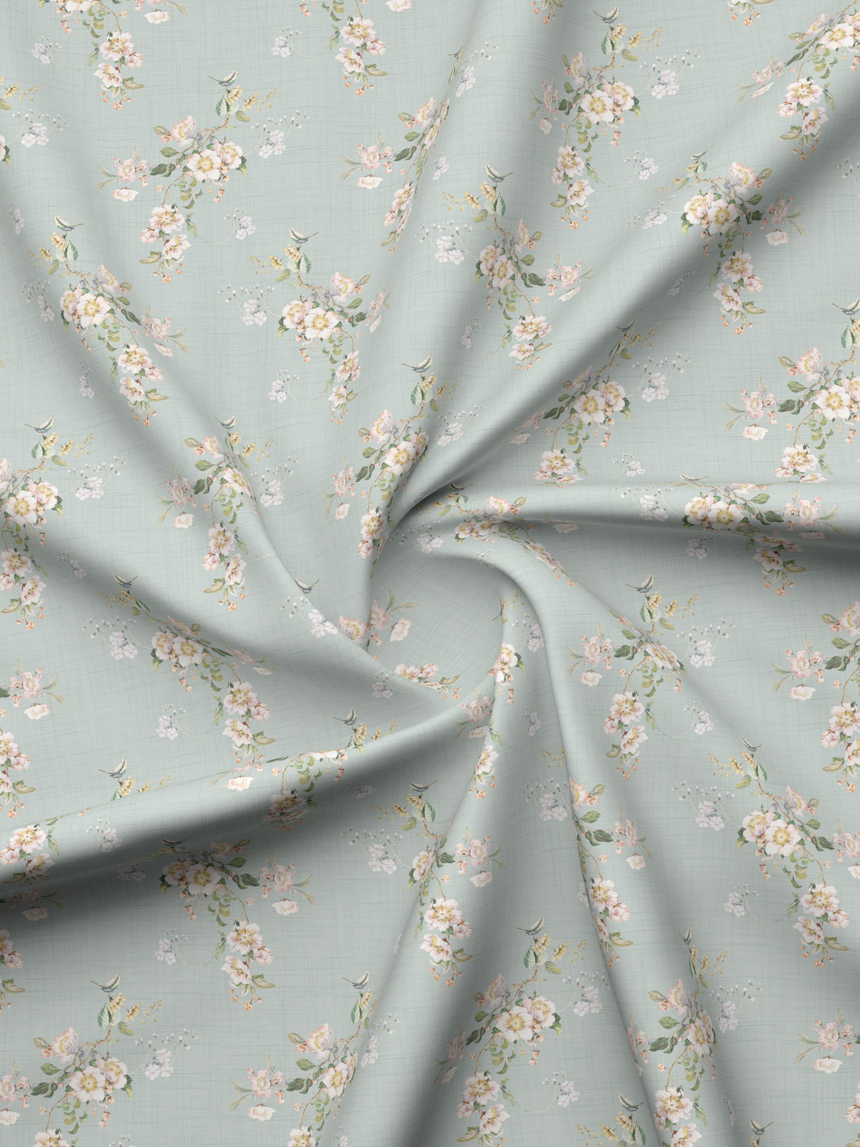 100% Cotton 300 TC Yellow & Grey Digital Floral Print King Bedsheet with 2 Pillow Covers- Gardenia Augusta