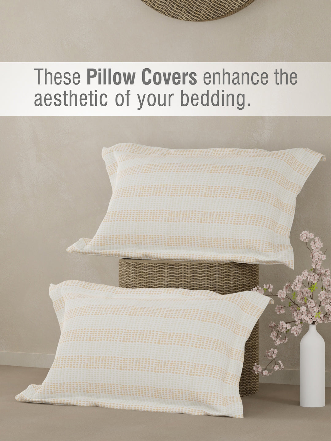 Valatia 100% Cotton 200 TC Double Bedsheet with 2 Pillow Covers - Orange Floral