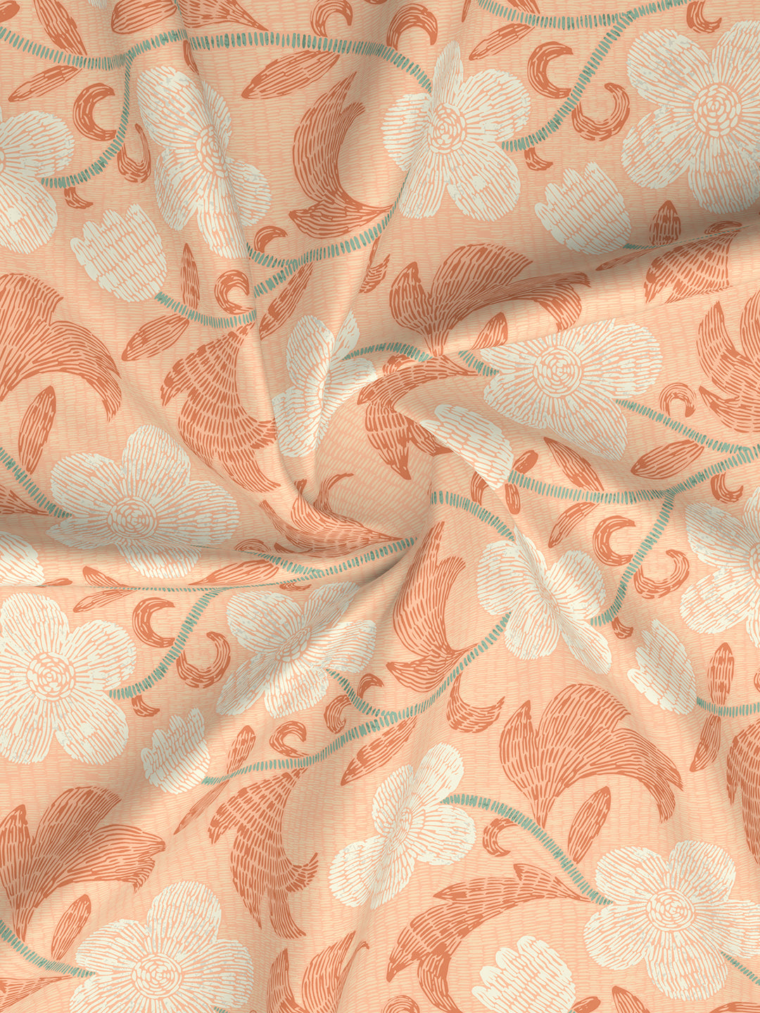 Valatia 100% Cotton 200 TC Double Bedsheet with 2 Pillow Covers - Orange Floral