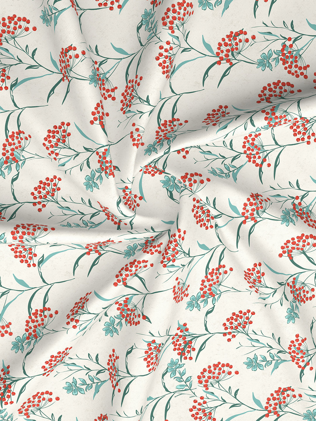 Valatia 100% Cotton 200 TC Double Bedsheet with 2 Pillow Covers - Red & Blue Floral