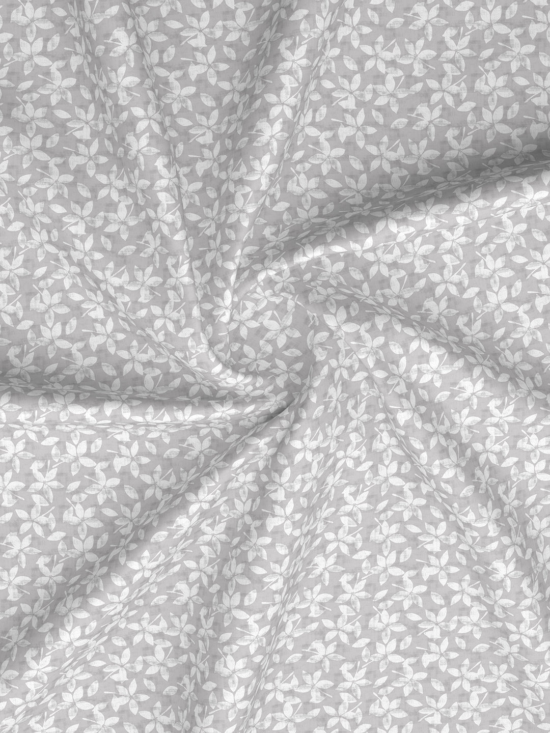 Valatia 100% Cotton 200 TC Double Bedsheet with 2 Pillow Covers - Grey & White Floral