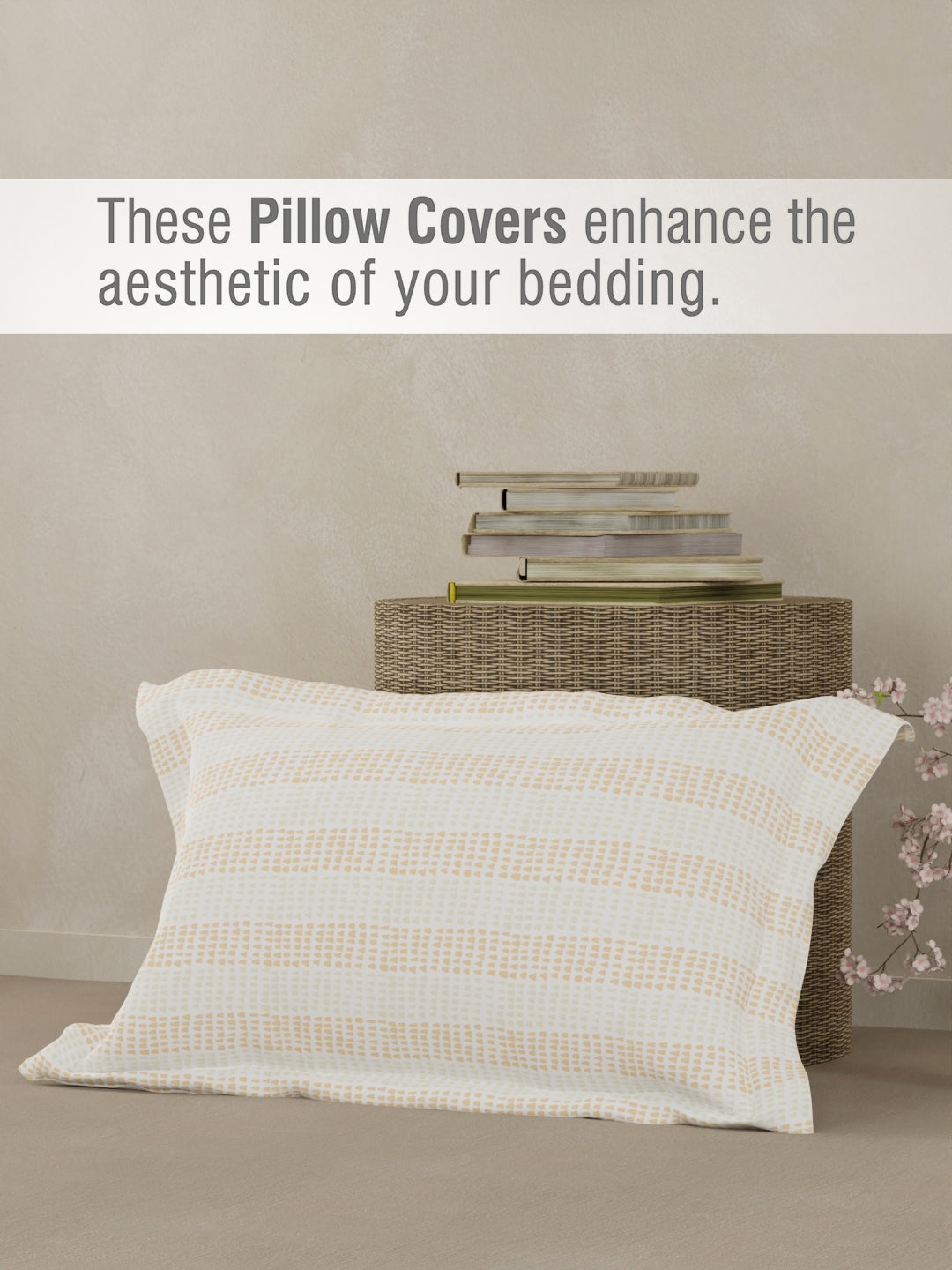 Valatia 100% Cotton 200 TC Single Bedsheet with 1 Pillow Cover - Orange Floral