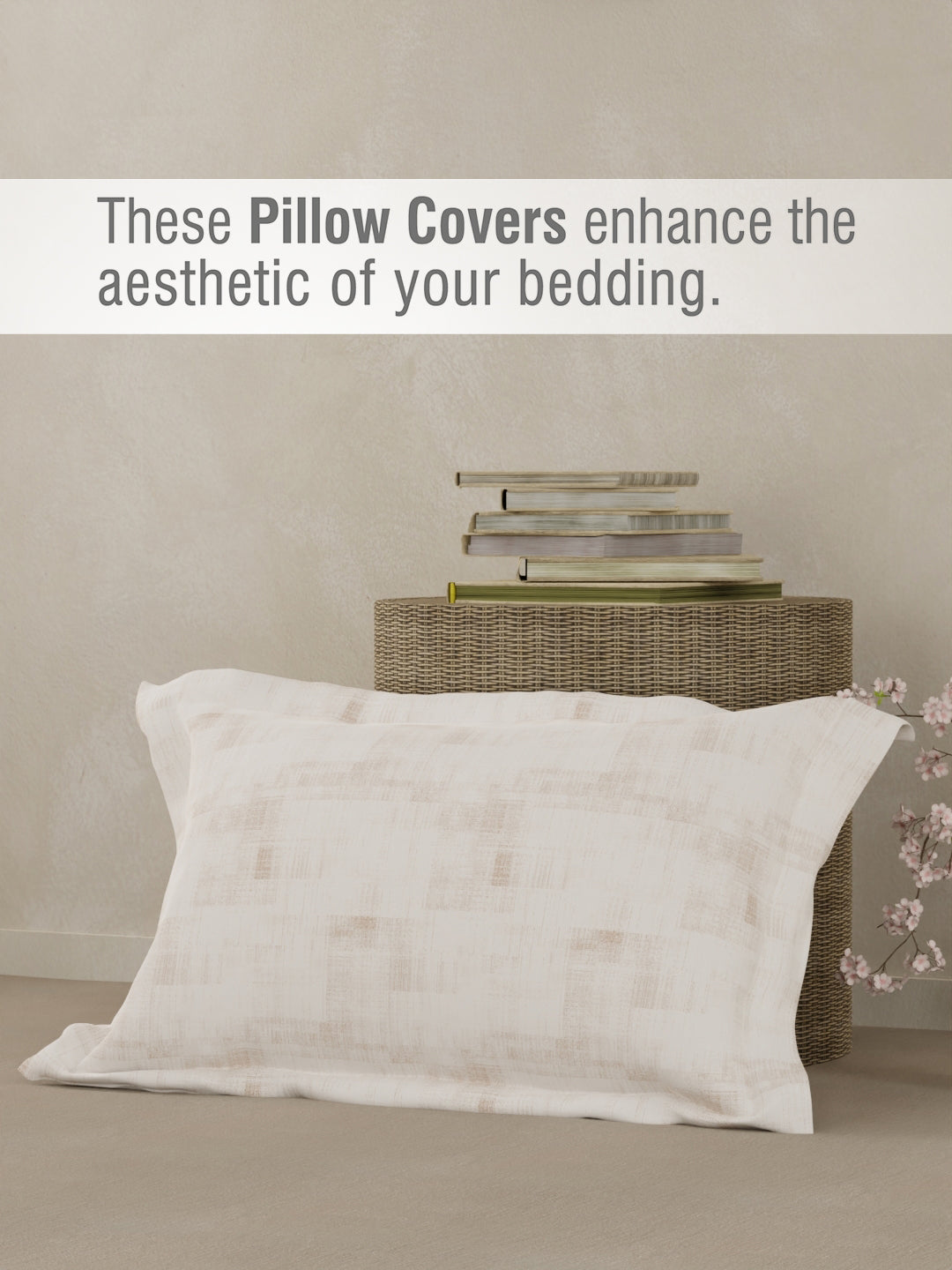 Valatia 100% Cotton 200 TC Single Bedsheet with 1 Pillow Cover - Beige Floral