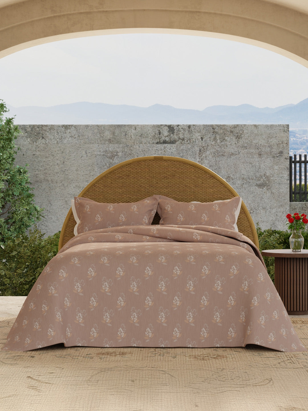 Nature Bouquet 100% Cotton 300 TC King Bedsheet with 2 Pillow Covers | Floral Fragrance Bedsheet Set