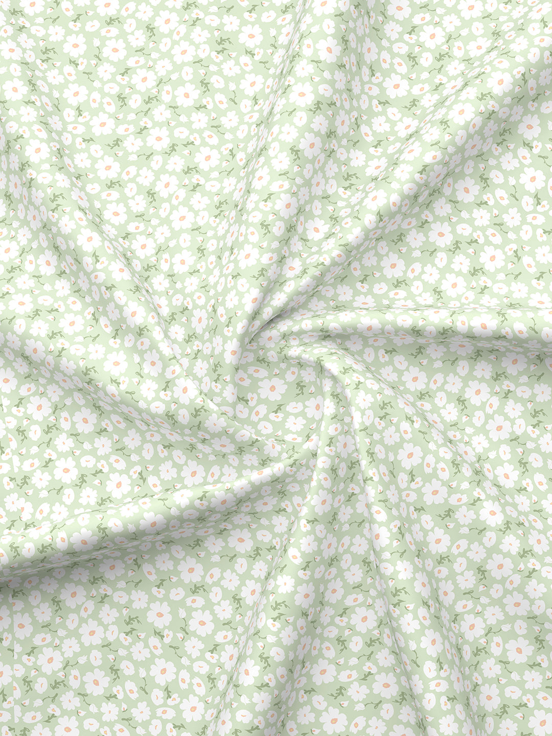 Nature Bouquet Premium 100% Cotton 300 TC Green Floral King Bedsheet with 2 Pillow Covers (Green Apple Fragrance)