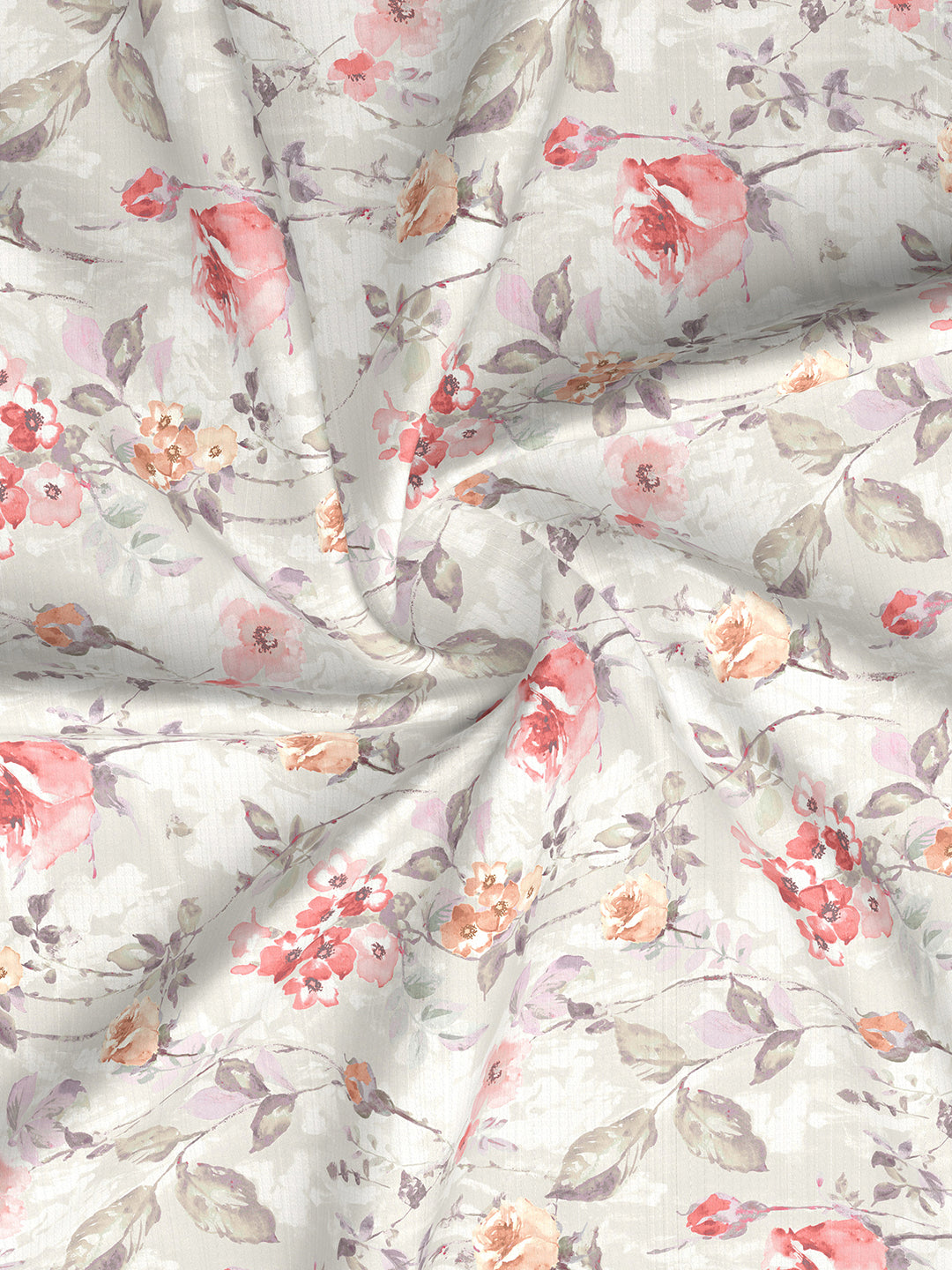 Royal Essence 100% Cotton 400 TC Grey Digital Floral Print King Bedsheet with 4 Pillow Covers