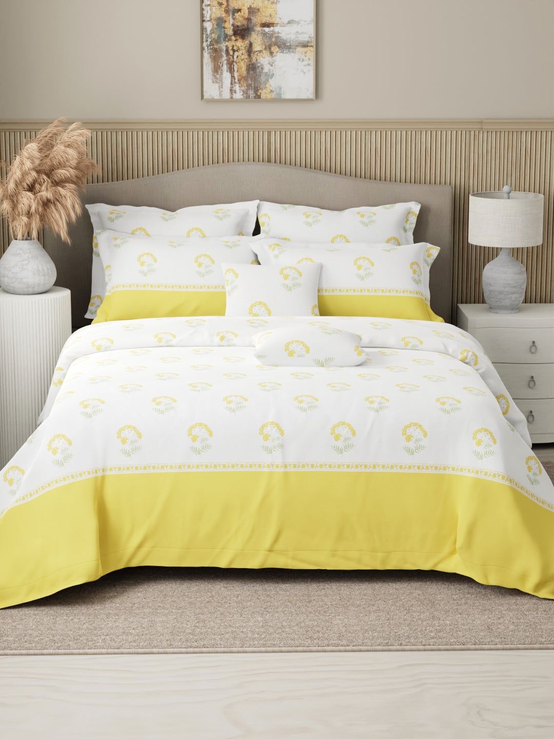 Designer bedsheet with multi-color floral prints