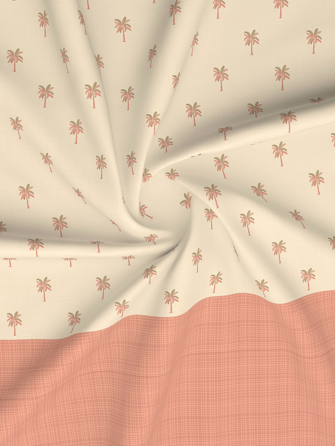 Royal Essence 100% Cotton 400 TC Peach Floral King Bedsheet with 4 Pillow Covers & 2 Cushion Covers