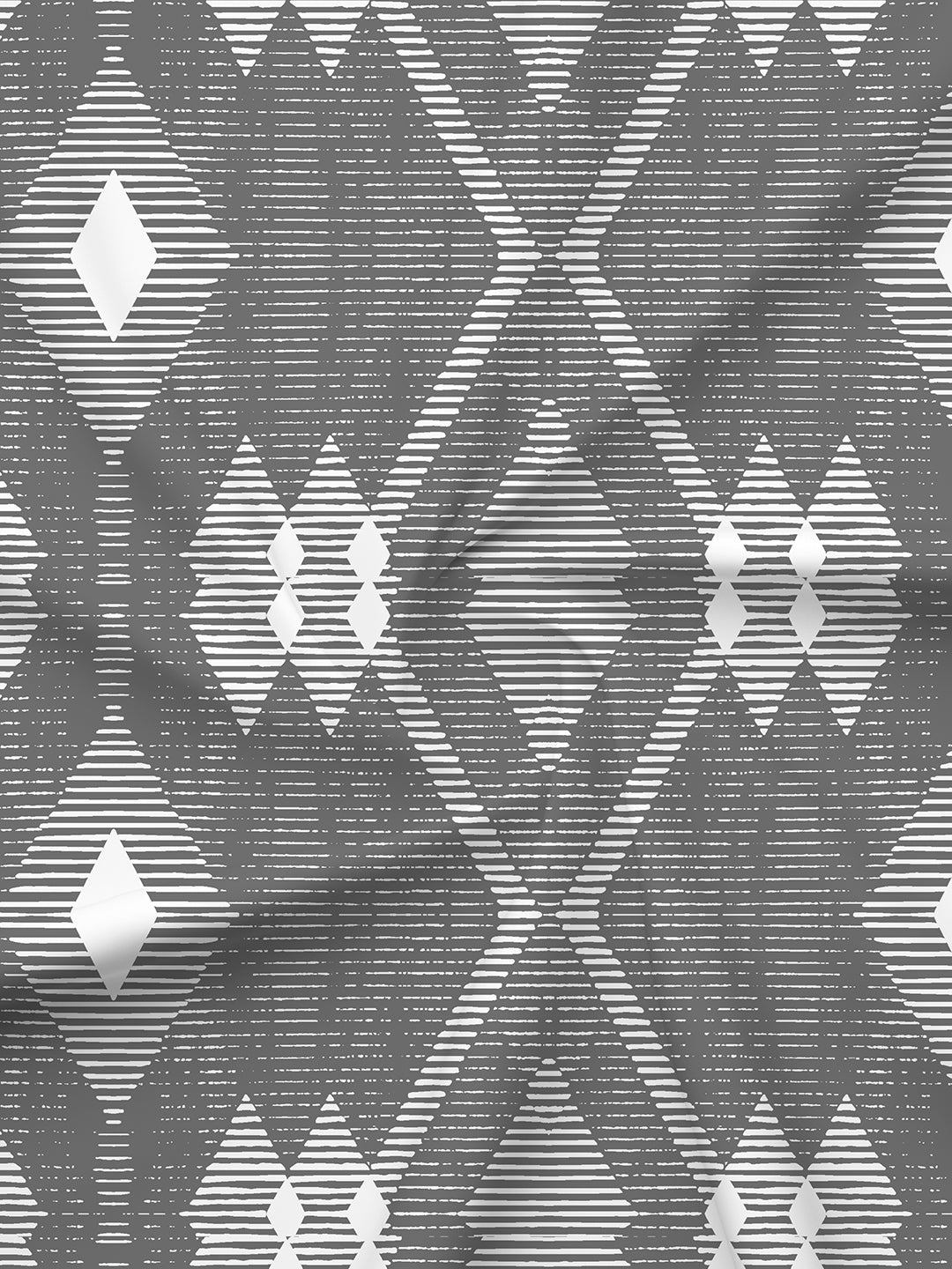 100% Cotton 300 TC Grey Digital Geometrical Print King Bedsheet with 2 Pillow Covers - Gardenia Augusta