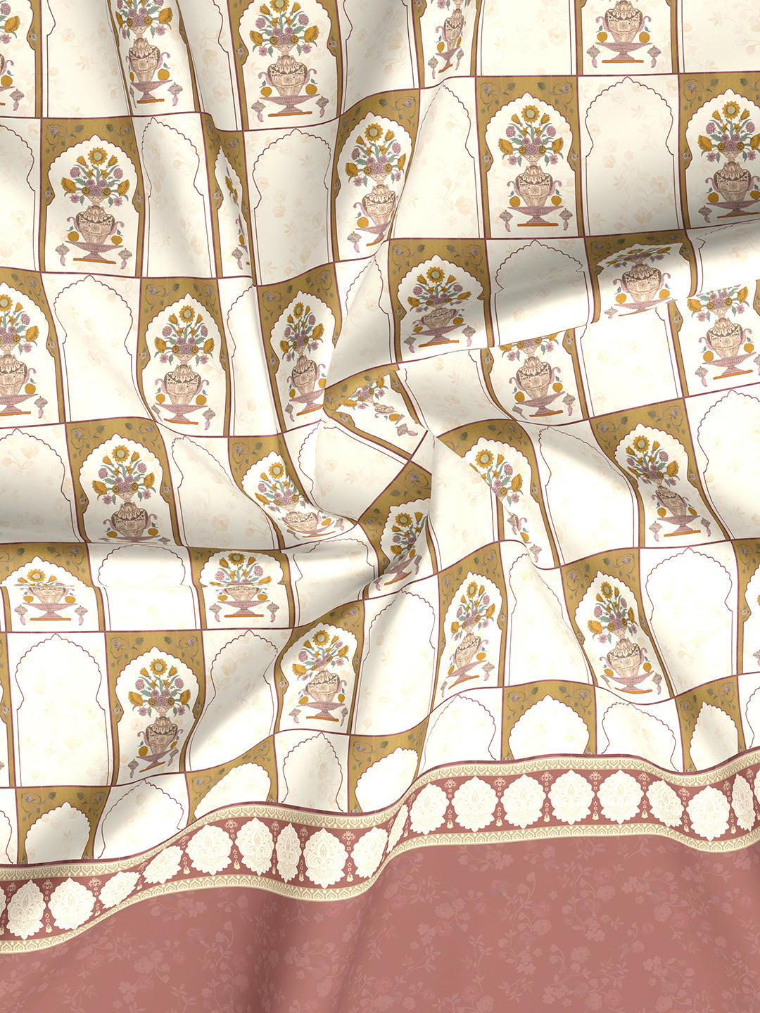 Royal Essence 100% Cotton 400 TC Multicolor Digital Ethnic Print King Bedsheet with 4 Pillow Covers
