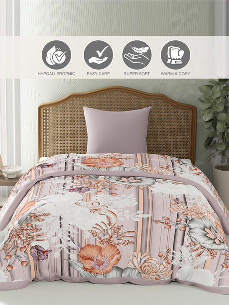 Valatia 700 GSM Multicolor Floral Print 2 Ply Single Premium Mink Blanket (Size - 1.60 m x 2.20 m)