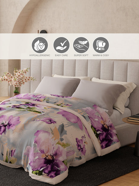 Luxe Loom 800 GSM Multicolor Floral Print 2 Ply Double Premium Mink Blanket (Size - 2.20 m x 2.40 m)