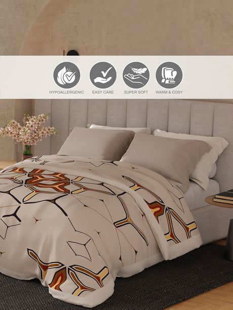 Luxe Loom 800 GSM Beige Printed 2 Ply Double Premium Mink Blanket (Size - 2.20 m x 2.40 m)