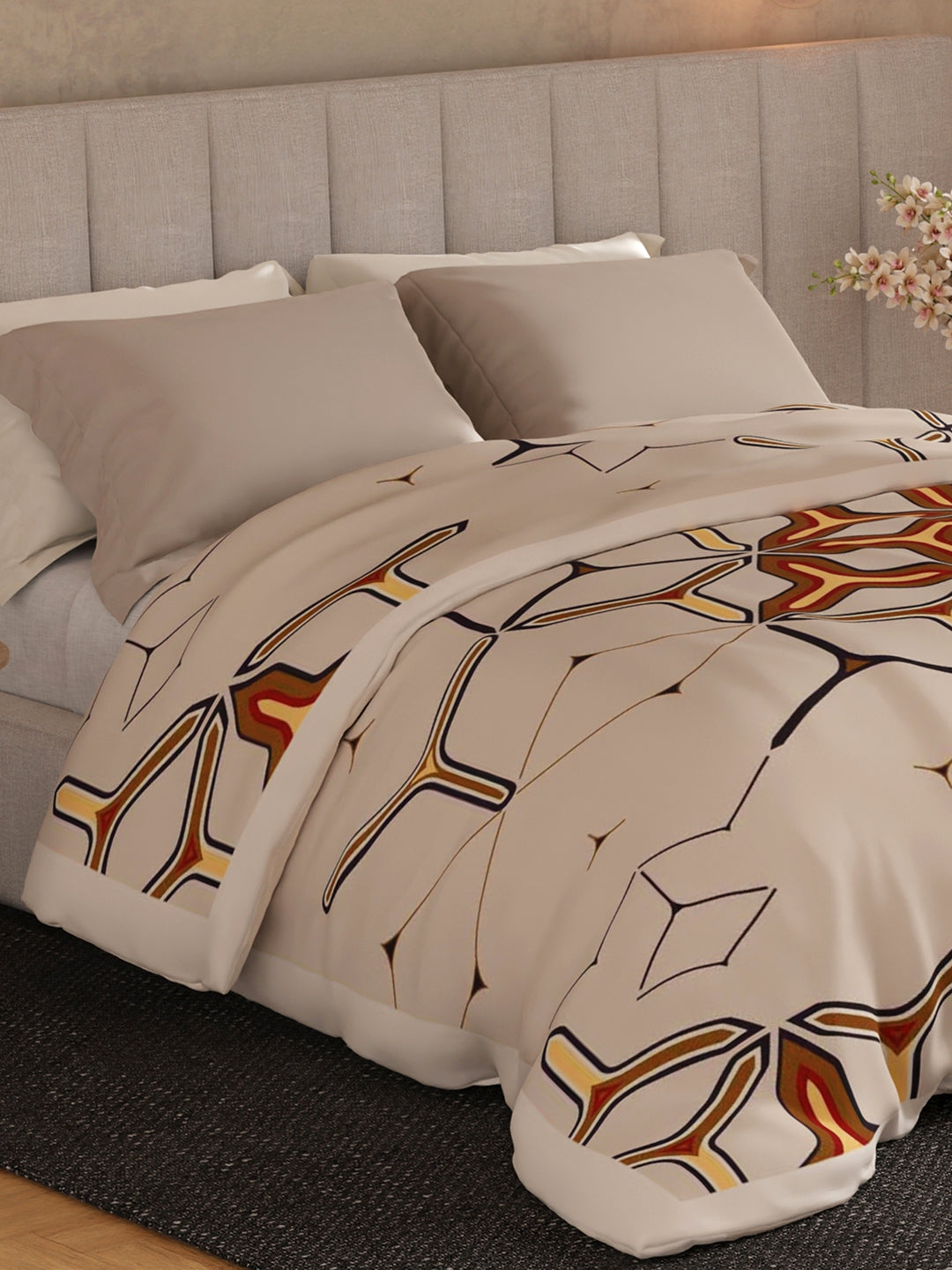 Luxe Loom 800 GSM Beige Printed 2 Ply Double Premium Mink Blanket (Size - 2.20 m x 2.40 m)