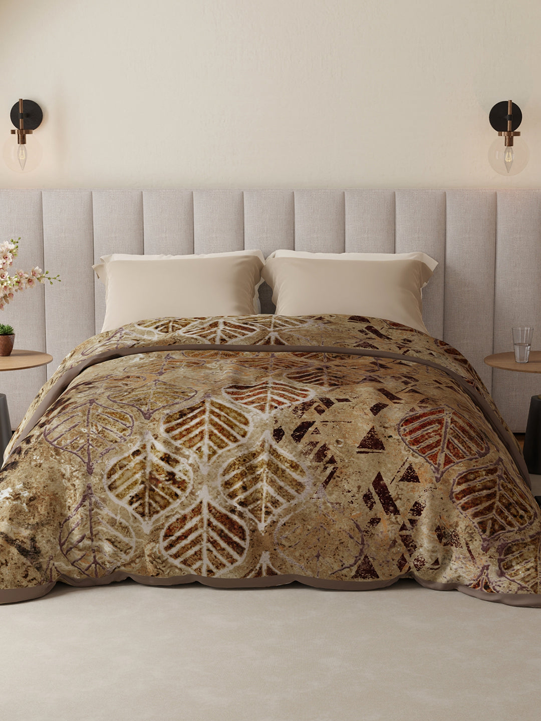 Platinum Pulse 1000 GSM Brown Printed 3 Ply Double Premium Mink Blanket (Size - 2.20 m x 2.40 m)