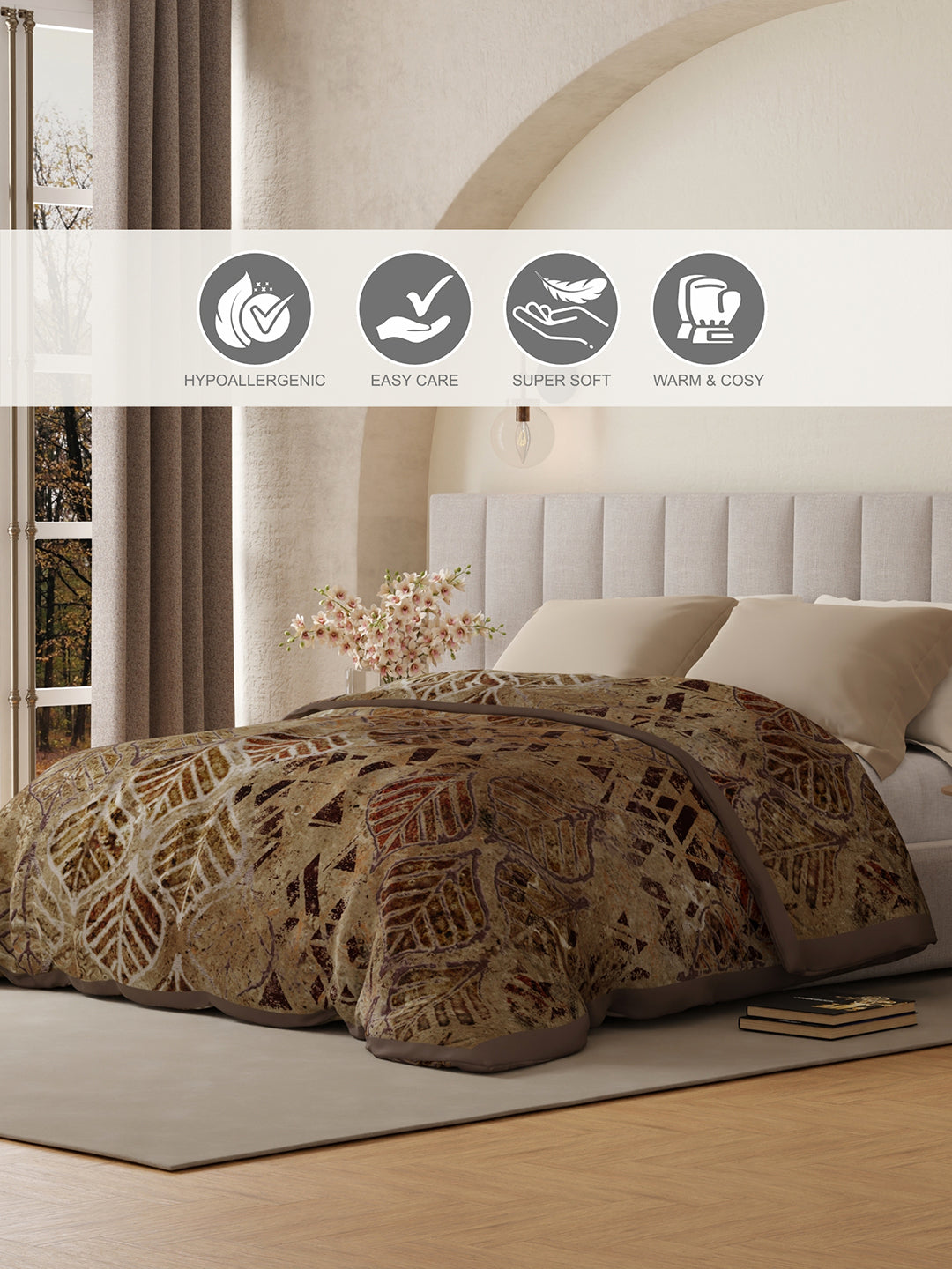 Platinum Pulse 1000 GSM Brown Printed 3 Ply Double Premium Mink Blanket (Size - 2.20 m x 2.40 m)