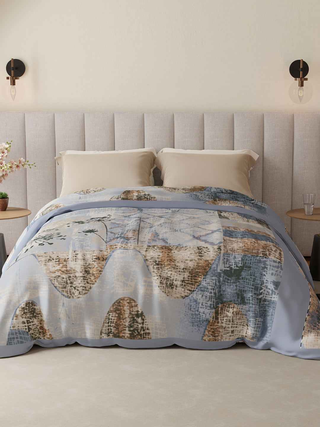 Platinum Pulse 1000 GSM Blue Printed 3 Ply Double Premium Mink Blanket (Size - 2.20 m x 2.40 m)