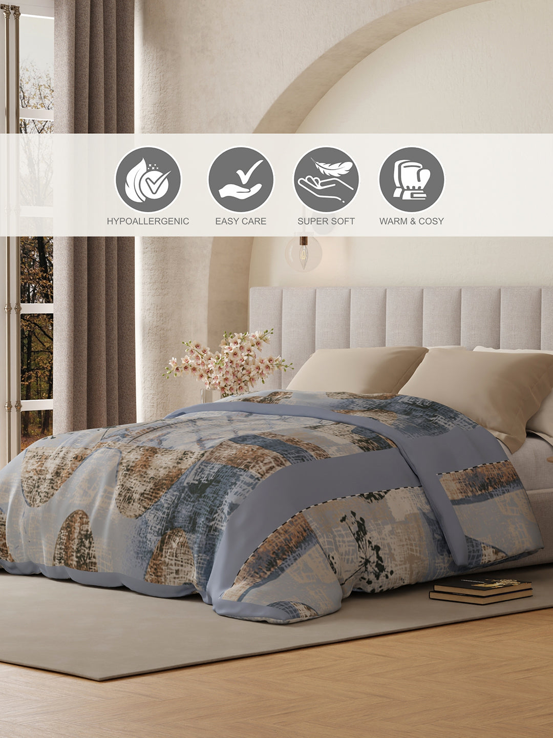 Platinum Pulse 1000 GSM Blue Printed 3 Ply Double Premium Mink Blanket (Size - 2.20 m x 2.40 m)