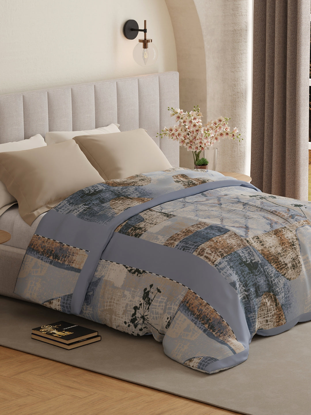 Platinum Pulse 1000 GSM Blue Printed 3 Ply Double Premium Mink Blanket (Size - 2.20 m x 2.40 m)