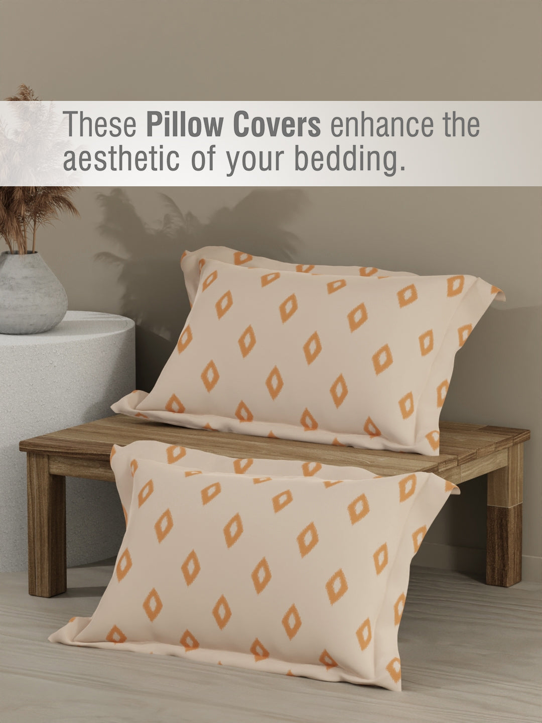 Embrace 100% Cotton 152 TC Orange & Purple Geometrical Print Double Bedsheet with 2 Pillow Covers