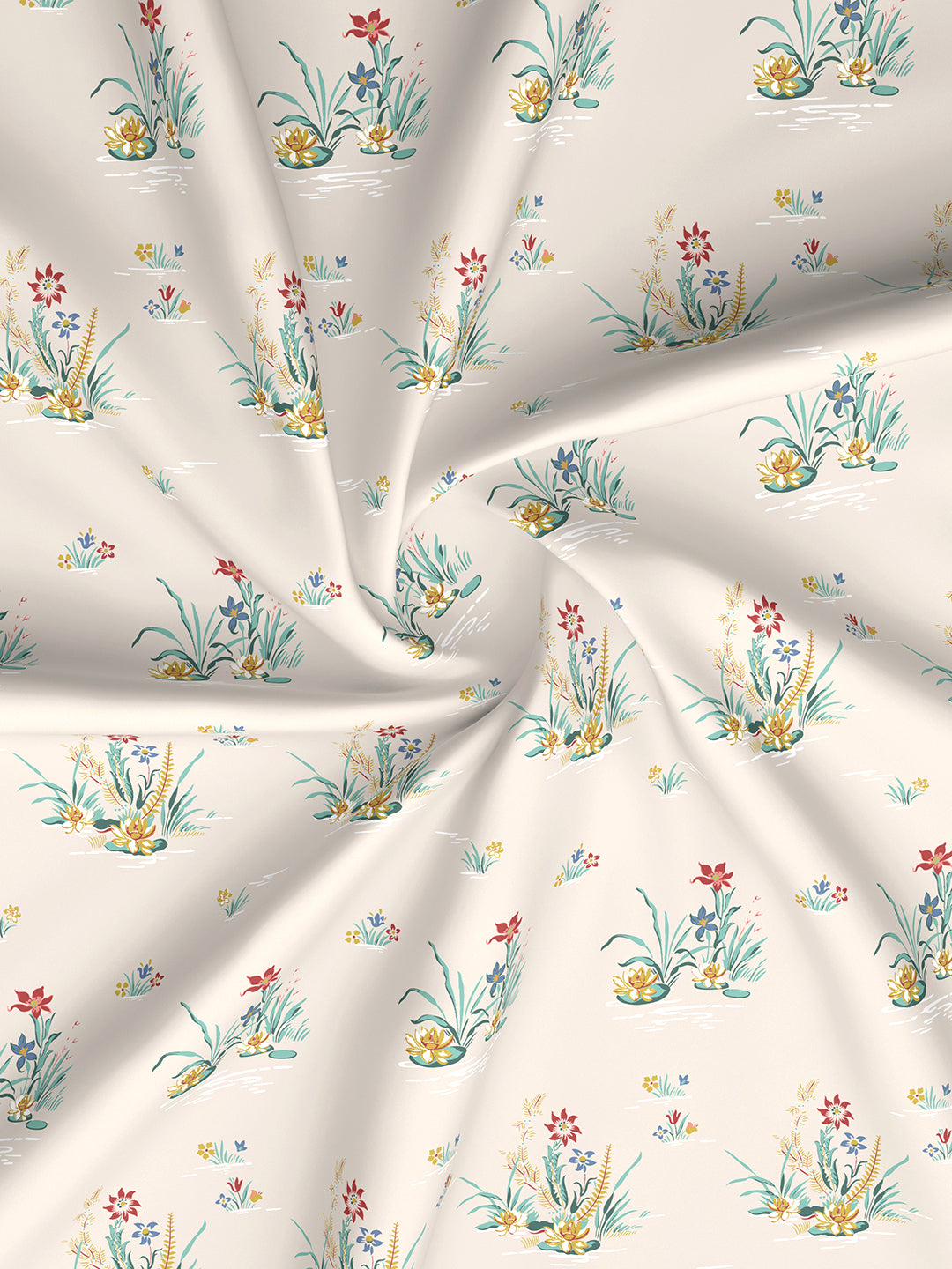 Embrace 100% Cotton 152 TC White & Green Floral Double Bedsheet with 2 Pillow Covers