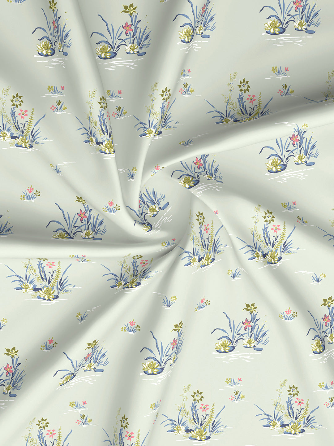 Embrace 100% Cotton 152 TC White & Blue Floral Double Bedsheet with 2 Pillow Covers