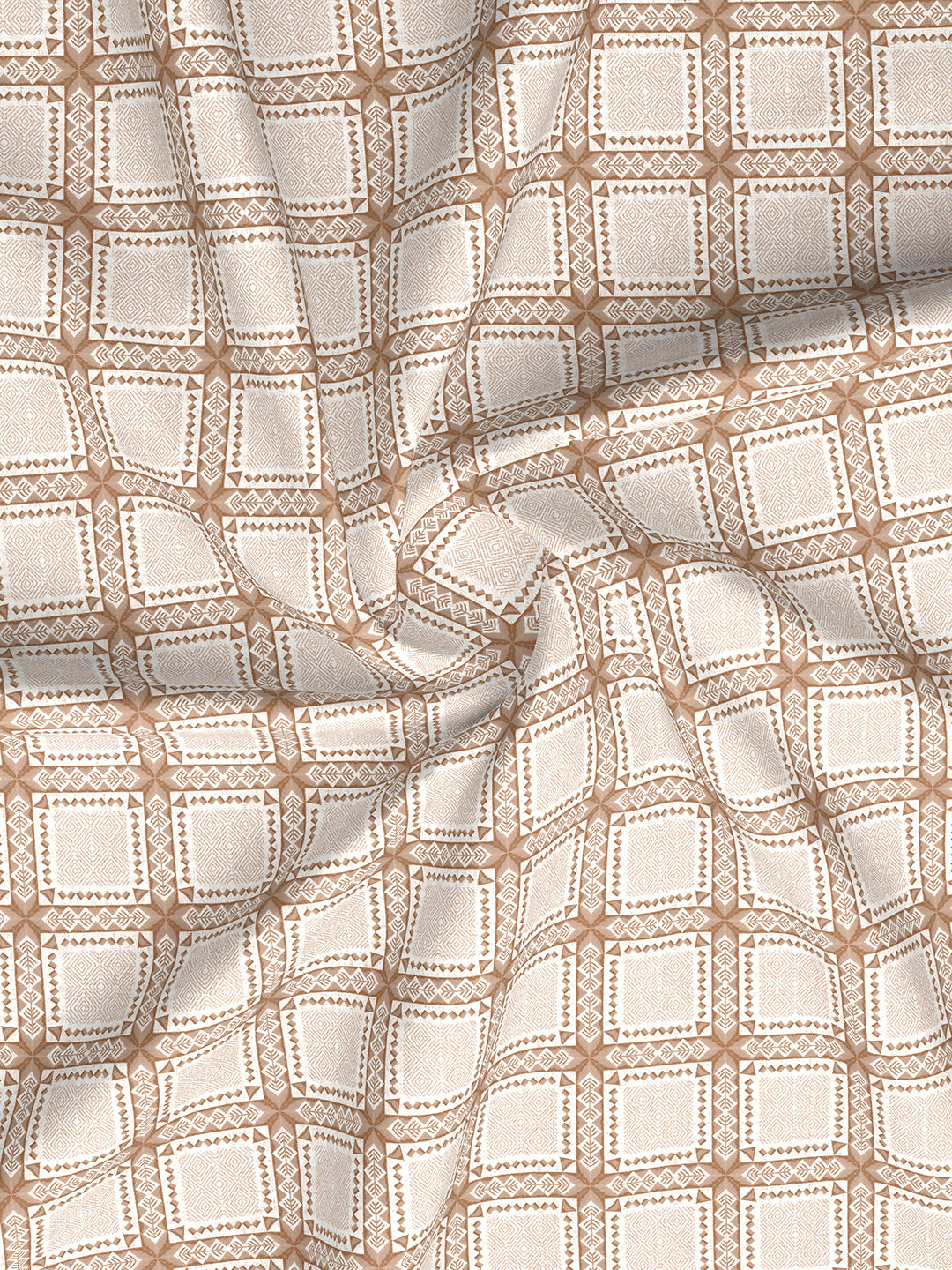 Embrace 100% Cotton 152 TC White & Brown Checks Print Double Bedsheet with 2 Pillow Covers