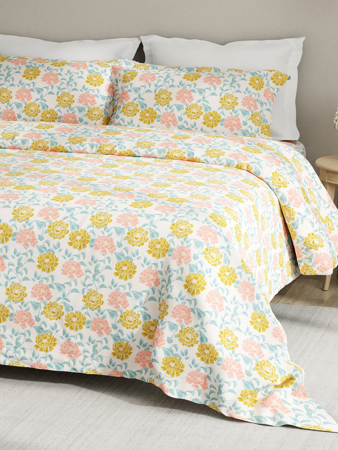 Embrace 100% Cotton 152 TC Multicolor Floral King Bedsheet with 2 Pillow Covers