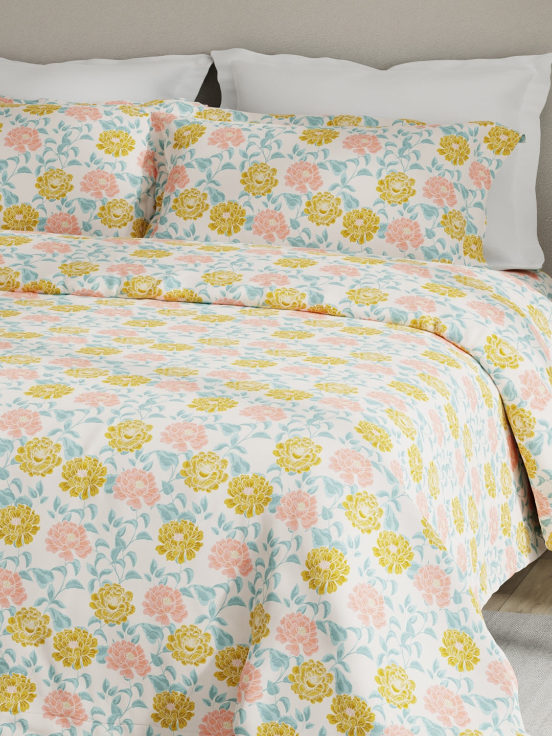 Embrace 100% Cotton 152 TC Multicolor Floral King Bedsheet with 2 Pillow Covers