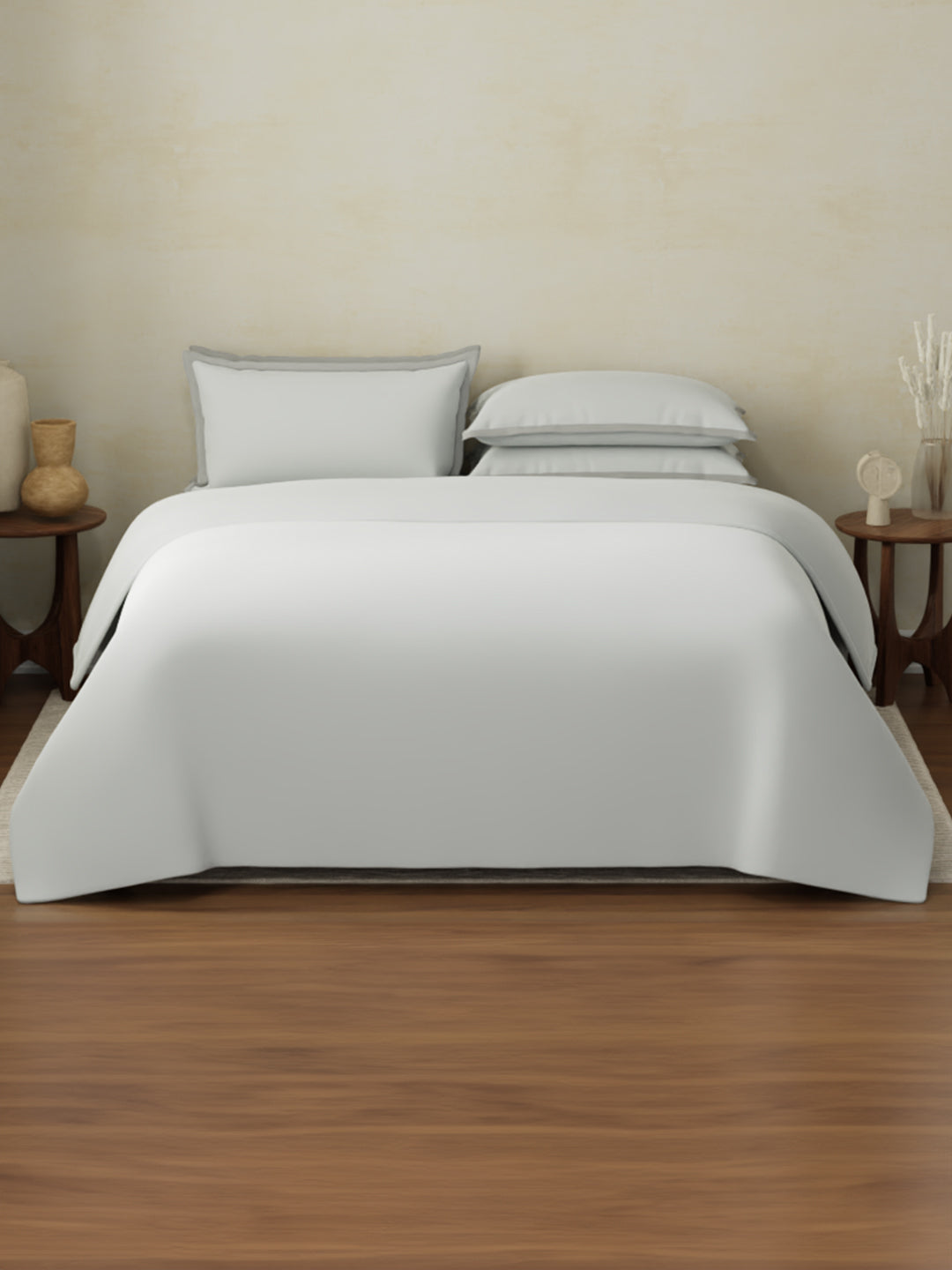 100% Cotton 400 TC King Size Bedding Set, 1 Bedsheet with 1 Duvet Cover & 4 Pillow Covers, Cotton Charm Collection - Dwan Blue