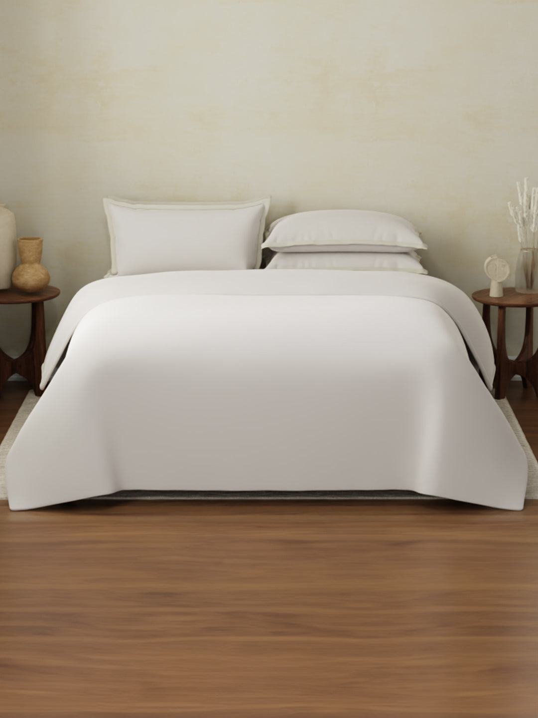 100% Cotton 400 TC King Size Bedding Set, 1 Bedsheet with 1 Duvet Cover & 4 Pillow Covers, Cotton Charm Collection - Moonbeam