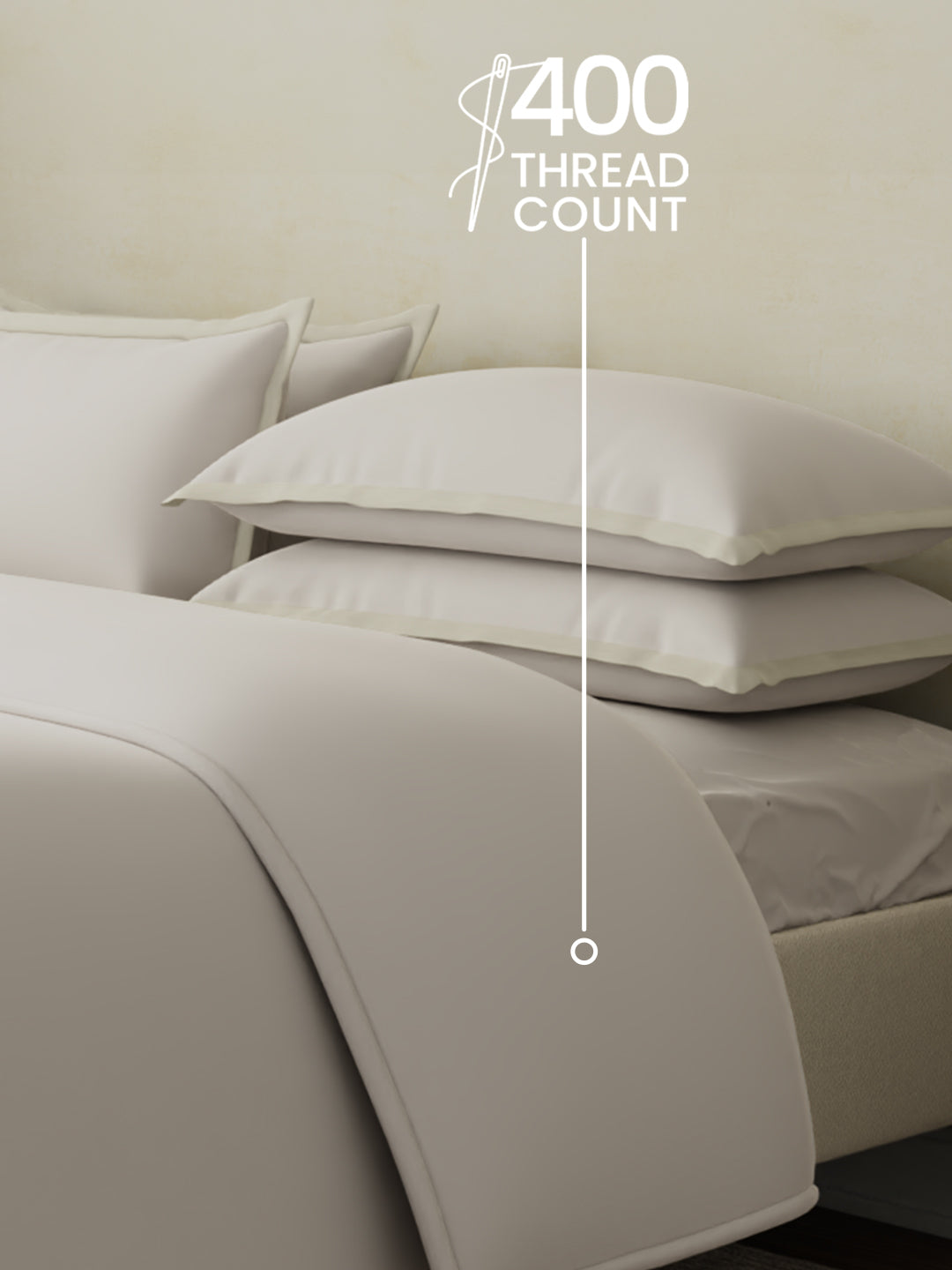 100% Cotton 400 TC King Size Bedding Set, 1 Bedsheet with 1 Duvet Cover & 4 Pillow Covers, Cotton Charm Collection - Moonbeam