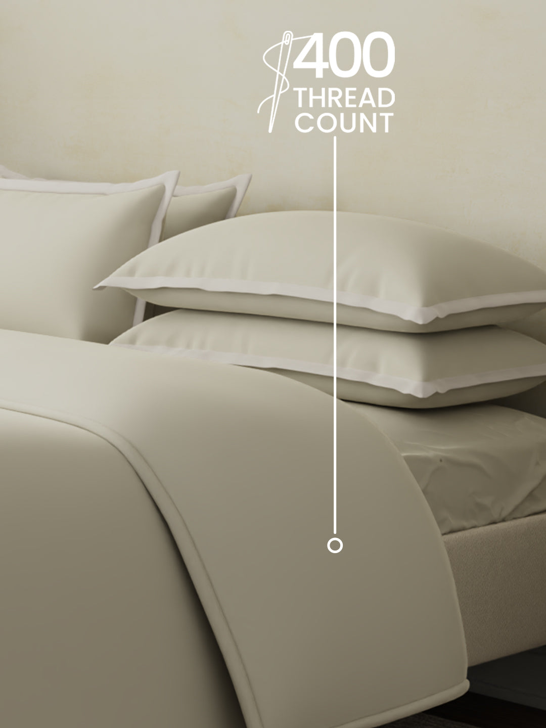 100% Cotton 400 TC King Size Bedding Set, 1 Bedsheet with 1 Duvet Cover & 4 Pillow Covers, Cotton Charm Collection - Oatmeal