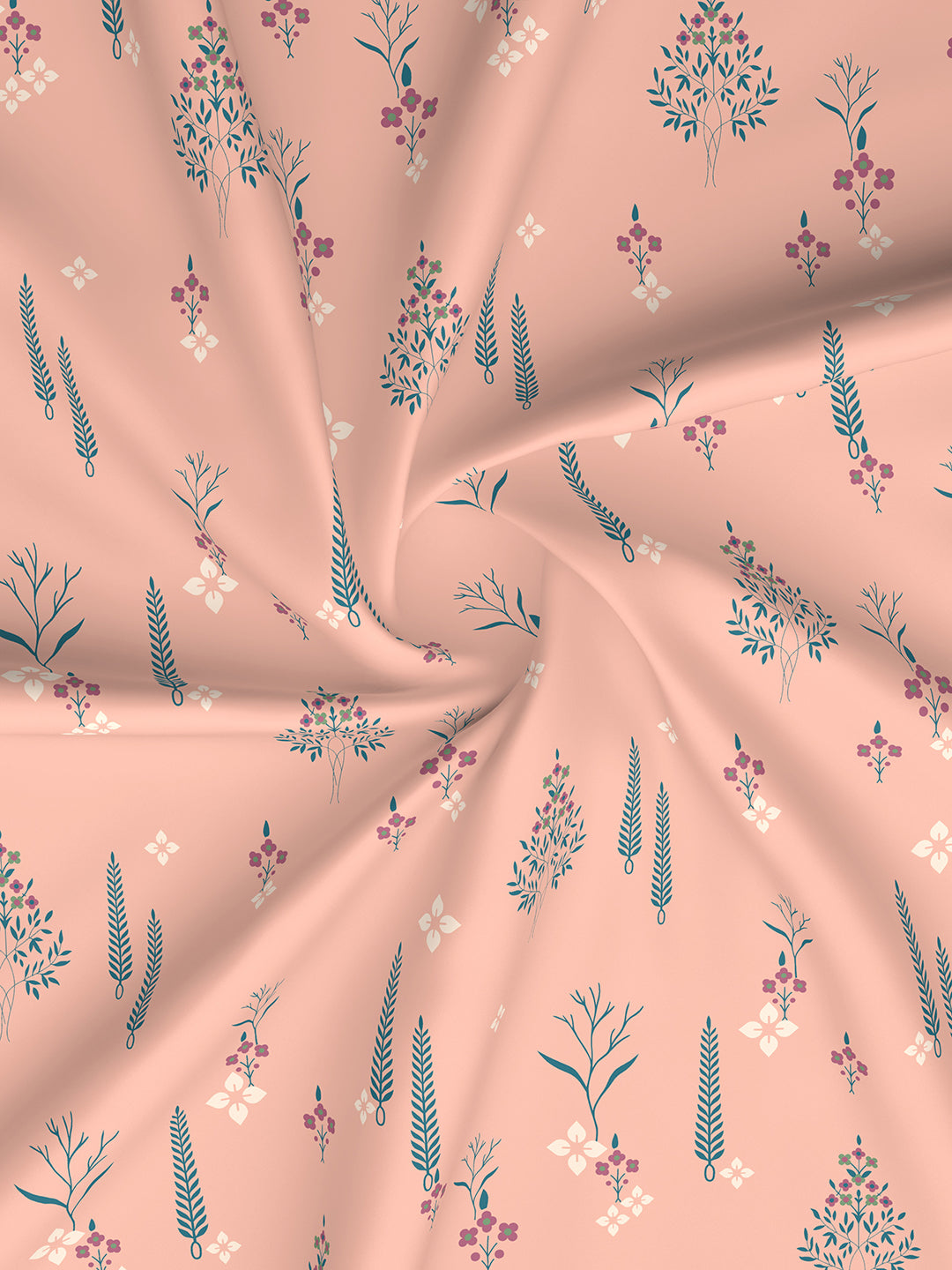 Valatia 100% Cotton 200 TC Karigari Printed Double Bedsheet with 2 Pillow Covers - Peach