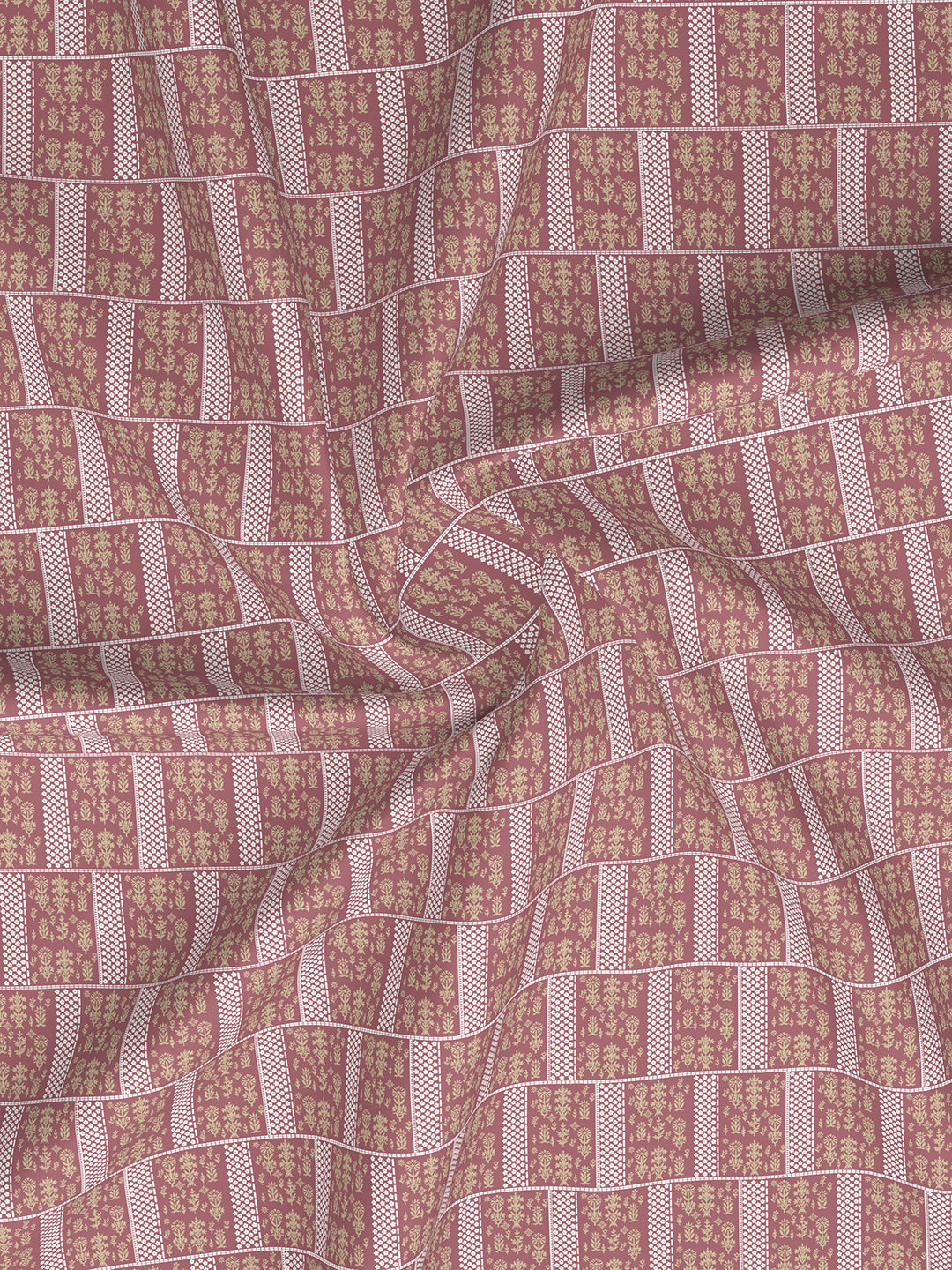 Valatia 100% Cotton 200 TC Karigari Printed Double Bedsheet with 2 Pillow Covers - Pink