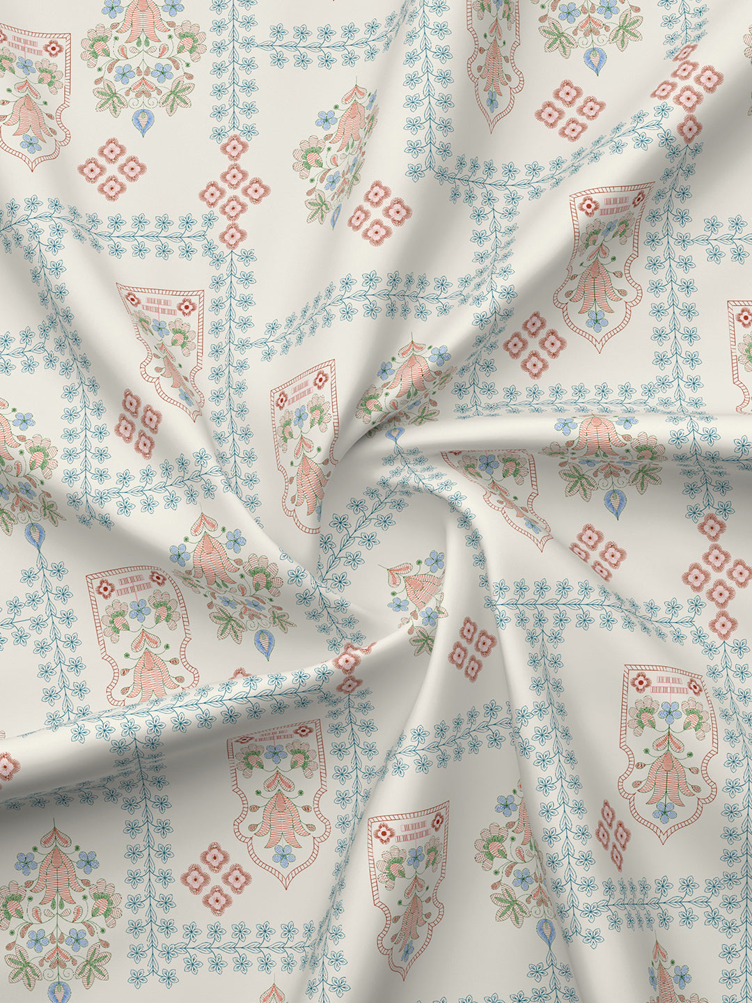 Valatia Karigari 100% Cotton 200 TC Grey Ethnic Print Reversible Double Size Dohar (100 L x 90 W inches)