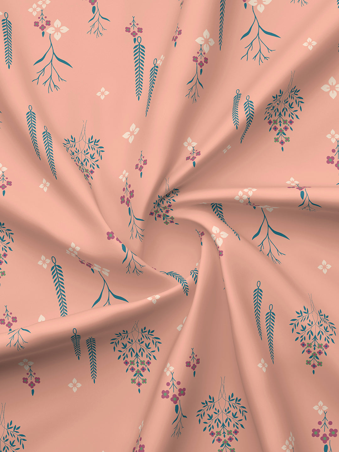 Valatia Karigari 100% Cotton 200 TC Peach & Yellow Floral Reversible Double Size Dohar (100 L x 90 W inches)