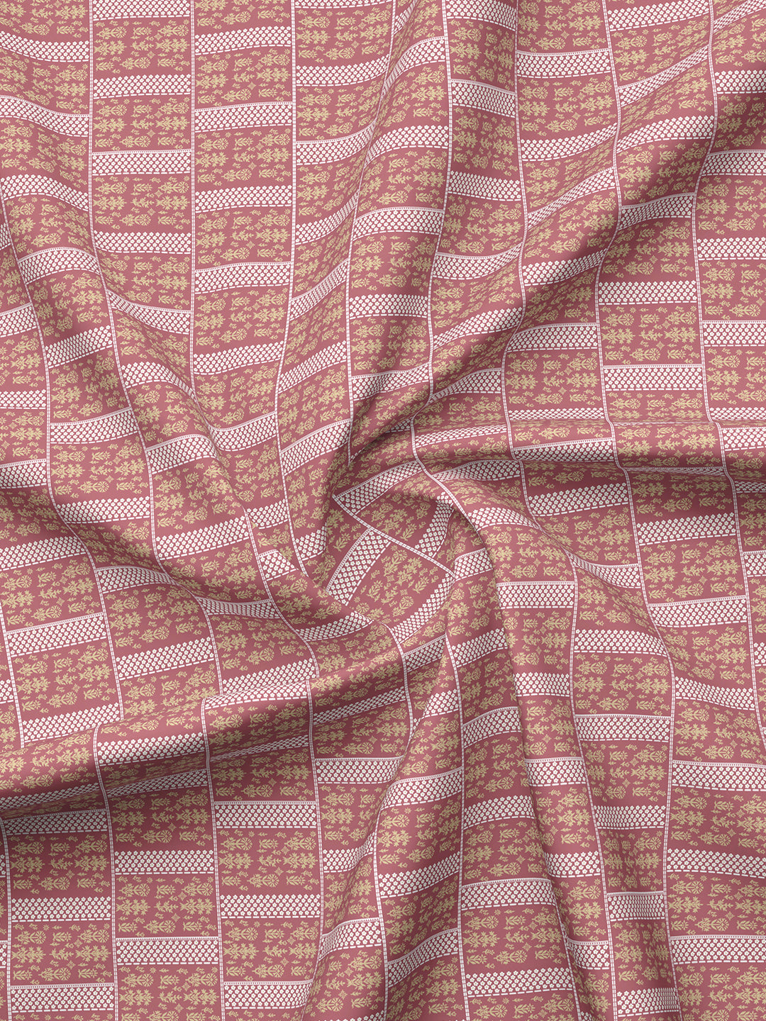Valatia Karigari 100% Cotton 200 TC Pink & Yellow Ethnic Print Reversible Double Size Dohar (100 L x 90 W inches)